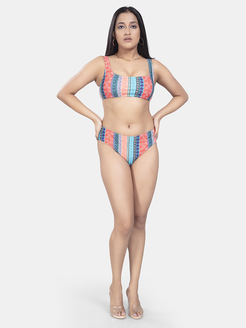 Beachwear Scoop Neck Bikini Set In Vibrant Print | Bold & Bae Fashion